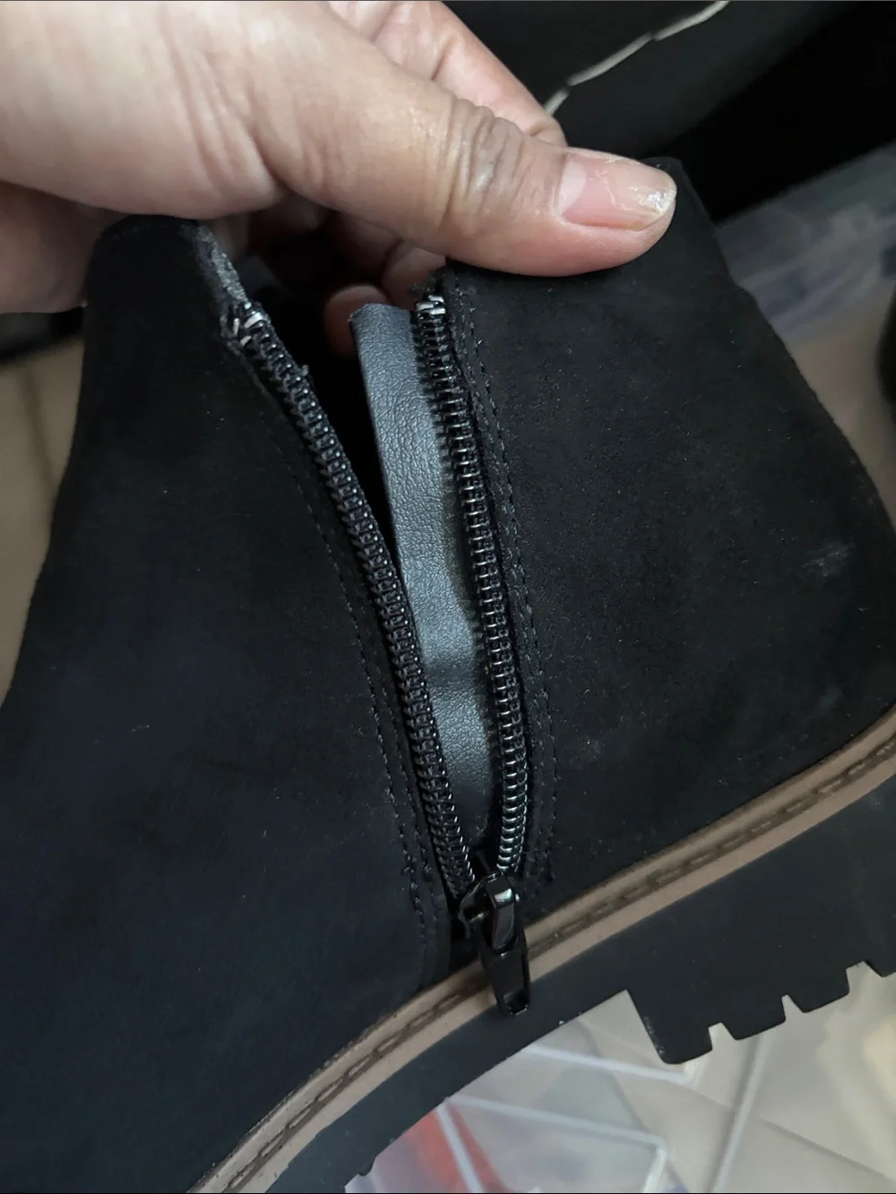 Esprit Black Suede-Look Ankle Booties